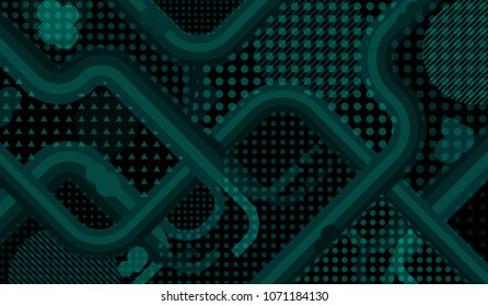 Memphis pattern. Modern background with color lines and different elements for card or flyer. Retro Pattern with Color Elements for your Design. Vector Texture.