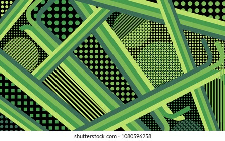 Memphis pattern. Modern background with color lines and different elements for textile or wallpaper. Retro Pattern with Color Elements for your Design. Vector Texture.