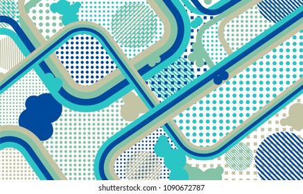 Memphis pattern. Modern background with color lines and different elements for textile or wallpaper. Retro-Fututristic Background with Color Elements in Disco Style. Vector Texture.