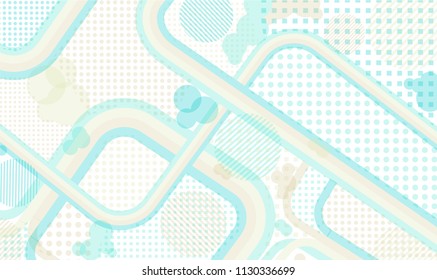Memphis pattern. Modern background with color lines and different elements for card or flyer. Pop-Art Style. Vintage Background with Color Elements in Disco Style. Vector Texture.