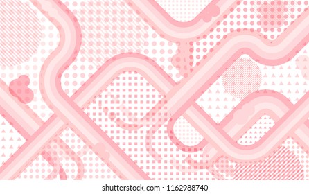 Memphis pattern. Modern pattern with color strips and different elements for card or flyer. Retro Pattern with Color Elements for your Design. Vector Texture.