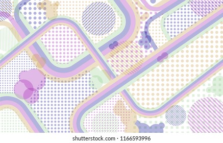 Memphis pattern. Modern pattern with color strips and different elements for card or flyer. Retro Pattern with Color Elements for your Design. Vector Texture.