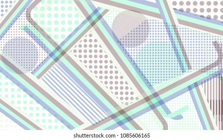 Memphis pattern. Retro background with color lines and different elements for textile or wallpaper. Retro Pattern with Color Elements for your Design. Vector Texture.