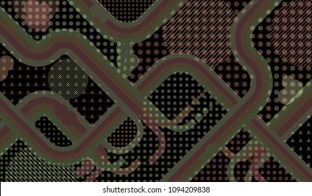 Memphis pattern. Retro background with color lines and different elements for paper or print. Pop-Art Style. Vintage Background with Color Elements in Disco Style. Vector Texture.
