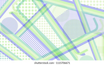 Memphis pattern. Retro background with color lines and different elements for banner or mobile application. Retro-Fututristic Background with Color Elements in Disco Style. Vector Texture.