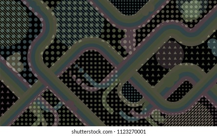 Memphis pattern. Retro background with color lines and different elements for banner or mobile application. Retro Pattern with Color Elements for your Design. Vector Texture.