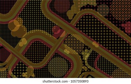 Memphis pattern. Retro pattern with color strips and different elements for banner or mobile application. Pop-Art Style. Vintage Background with Color Elements in Disco Style. Vector Texture.