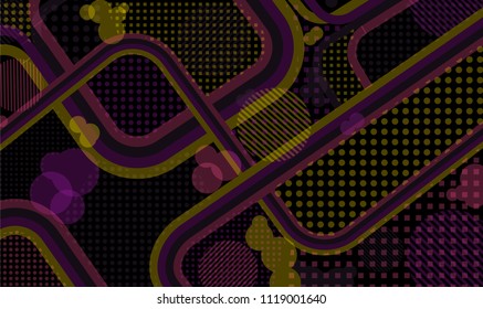 Memphis pattern. Retro pattern with color strips and different elements for card or flyer. Retro Pattern with Color Elements for your Design. Vector Texture.