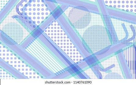 Memphis pattern. Retro pattern with color strips and different elements for banner or mobile application. Retro-Fututristic Background with Color Elements in Disco Style. Vector Texture.