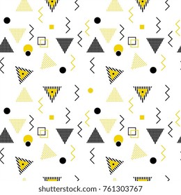 Memphis pattern seamless in clean yellow color. Elegant theme trendy.