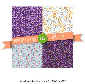 Memphis pattern seamless collection for wrappimg paper, textile and graphic design