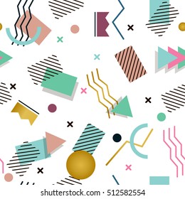 Memphis pattern seamless of geometric shapes 