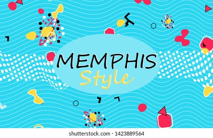 Memphis pattern. Shapes abstract background. Colorful poster. Vector Illustration.
