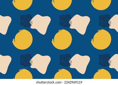 Memphis Pattern. Summer Fun Background. Black, Blue, Yellow Colors. Memphis Style Patterns. Abstract Colorful Fun Background. Hipster Style 80s-90s. Fun pattern. Vector illustration