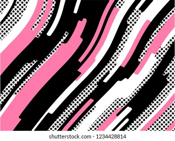 The Memphis pattern. Trending abstract design with irregular shapes, points and wavy lines to create trendy backgrounds for banners, websites, brochures. The minimalist style 