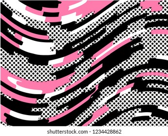 The Memphis pattern. Trending abstract design with irregular shapes, points and wavy lines to create trendy backgrounds for banners, websites, brochures. The minimalist style 