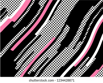 The Memphis pattern. Trending abstract design with irregular shapes, points and wavy lines to create trendy backgrounds for banners, websites, brochures. The minimalist style 