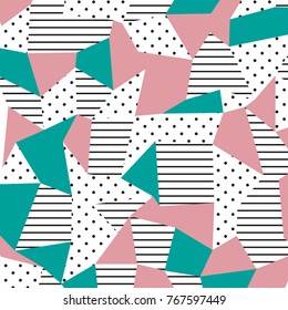 The Memphis pattern. Trending abstract design with irregular shapes, points and lines to create trendy backgrounds for banners, websites, brochures. The minimalist style