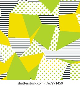 The Memphis pattern. Trending abstract design with irregular shapes, points and lines to create trendy backgrounds for banners, websites, brochures. The minimalist style