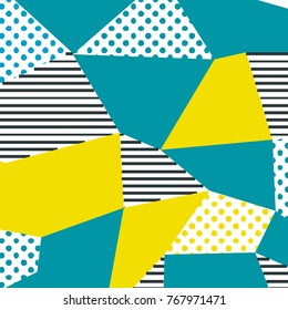 The Memphis pattern. Trending abstract design with irregular shapes, points and lines to create trendy backgrounds for banners, websites, brochures. The minimalist style