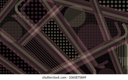 Memphis pattern. Trendy background with color lines and different elements for textile or wallpaper. Retro-Fututristic Background with Color Elements in Disco Style. Vector Texture.