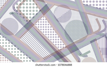 Memphis pattern. Trendy background with color lines and different elements for paper or print. Pop-Art Style. Vintage Background with Color Elements in Disco Style. Vector Texture.