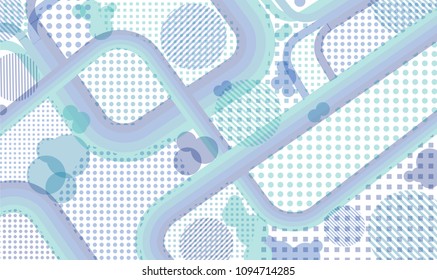 Memphis pattern. Trendy background with color lines and different elements for banner or mobile application. Pop-Art Style. Vintage Background with Color Elements in Disco Style. Vector Texture.