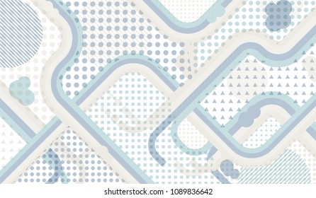 Memphis pattern. Trendy pattern with color strips and different elements for card or flyer. Retro Pattern with Color Elements for your Design. Vector Texture.