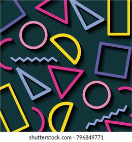memphis pattern triangle circle and square design