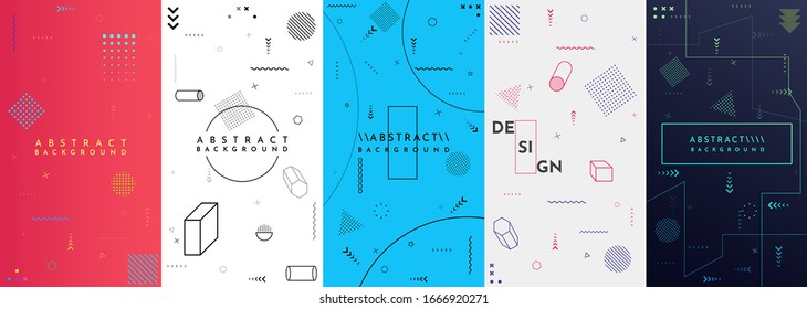 Memphis pattern. Vector illustration. Pastel color. Black and color background. Element for design business cards, invitations, social media stories template, discount voucher, gift cards, flyers.