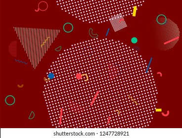 Memphis Pattern, Vector Seamless Cover, Simple Geometric Design. Bauhaus Elements Poster, Business Background. Vintage Retro Falling Shapes, Motion Memphis Seamless Pattern. Abstract Party Background