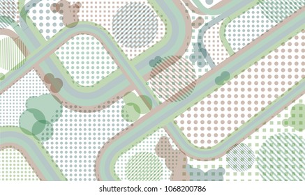 Memphis pattern. Vintage background with color lines and different elements for textile or wallpaper. Retro-Fututristic Background with Color Elements in Disco Style. Vector Texture.