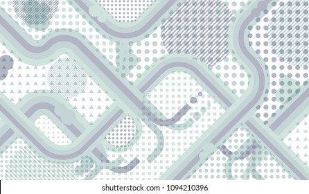 Memphis pattern. Vintage background with color lines and different elements for card or flyer. Retro-Fututristic Background with Color Elements in Disco Style. Vector Texture.