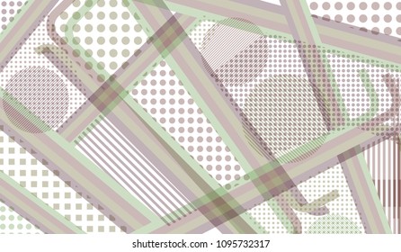 Memphis pattern. Vintage background with color lines and different elements for banner or mobile application. Pop-Art Style. Vintage Background with Color Elements in Disco Style. Vector Texture.