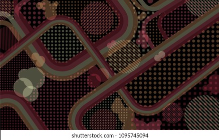 Memphis pattern. Vintage background with color lines and different elements for paper or print. Retro Pattern with Color Elements for your Design. Vector Texture.