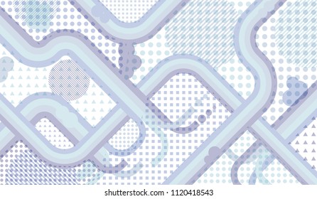 Memphis pattern. Vintage background with color lines and different elements for banner or mobile application. Pop-Art Style. Vintage Background with Color Elements in Disco Style. Vector Texture.