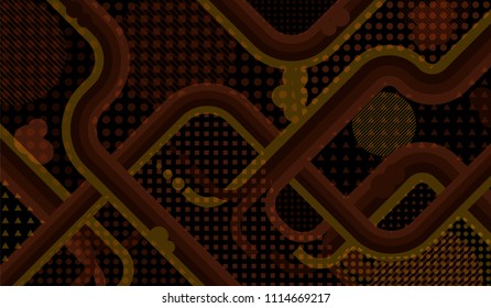 Memphis pattern. Vintage pattern with color strips and different elements for card or flyer. Pop-Art Style. Vintage Background with Color Elements in Disco Style. Vector Texture.