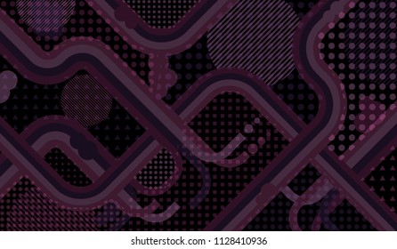 Memphis pattern. Vintage pattern with color strips and different elements for card or flyer. Retro Pattern with Color Elements for your Design. Vector Texture.