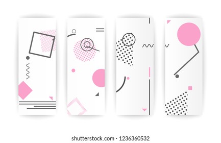 Memphis Pink abstract design geometric pattern background elements composition.leaflet, billboard, poster.