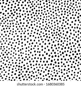 Memphis Polka dot seamless pattern. Vector hand-drawn abstract black and white background. Fashion 80-90s. Vector ideal for textiles, fabrics, digital paper.