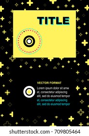 Memphis poster, background with simple geometric elements, patterns fashion trend 80-90s. Vector.