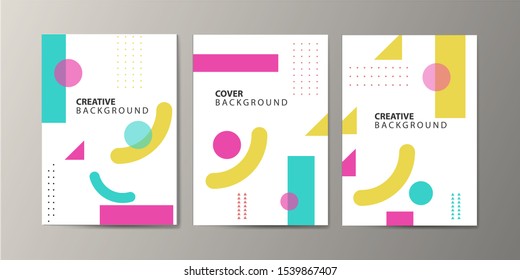 Memphis premium cover set background vector illustrasion