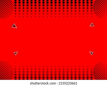 Memphis red background with circle and triangle elements