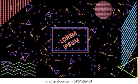 Memphis retro style geometric shape background for fashion, style, shop, technology