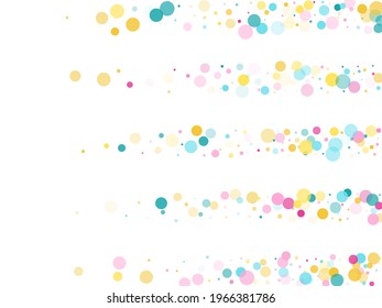 Memphis round confetti carnival background in blue, pink and gold on white. Childish pattern vector, children's party birthday celebration background. Holiday confetti circles in memphis style.