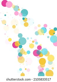 Memphis rund Konfetti fallender Hintergrund auf blauem, rosafarbenem Hintergrund, Gold auf Weiß. Kindermuster, Vektorgrafik, Kinderparty, Geburtstagsfeier, Hintergrund. Feiertags-Konfetti-Kreise im Memphis-Stil.
