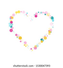 Memphis round confetti festive background in cyan, crimson and gold on white.  Childish pattern vector, children's party birthday celebration background.  Holiday confetti circles in memphis style.