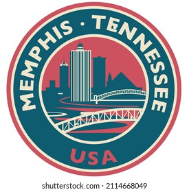 Memphis round skyline vector illustration