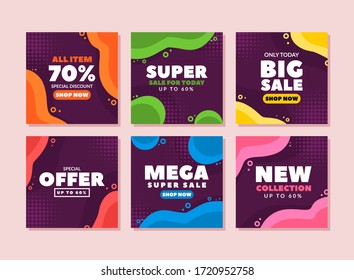 Memphis Sale post collection set vector