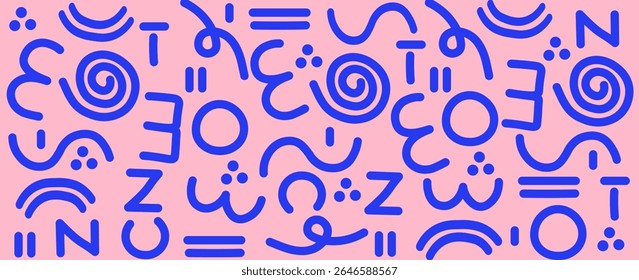 Memphis seamless geometric pattern. Multicolored abstract background in retro style of the 80s, 90s with various shapes: circles, dots, zigzags, spirals, wavy lines. eps 10